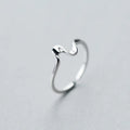 925 Sterling Silver Trendy Simple Heartbeat Symbol Finger Rings for Women Girls Party Fine Jewelry Accessories