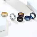 Men's Blue Line Agate Beveled Edge 8MM Tungsten Carbide Wedding Jewelry Rings High-Polished Brand for Anniversaries and Parties