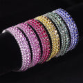 Abiding Custom Colored Lab Grown Sapphire 3mm 4mm 5mm 925 Sterling Silver Tennis Bracelet Colored Gemstone Tennis Chain Bracelet