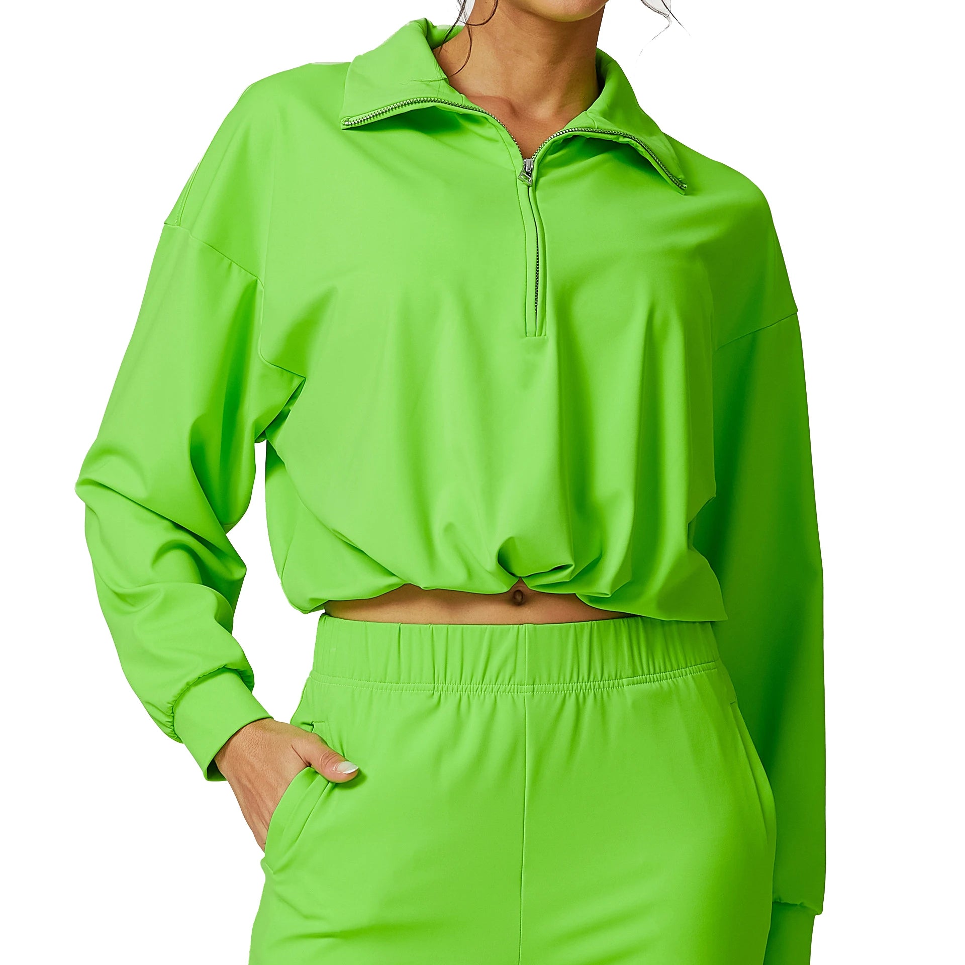 Women's Lightweight 1/4 Zipper Thermal Fitness Jacket Quick Dry Soft and Loose for Active Sports