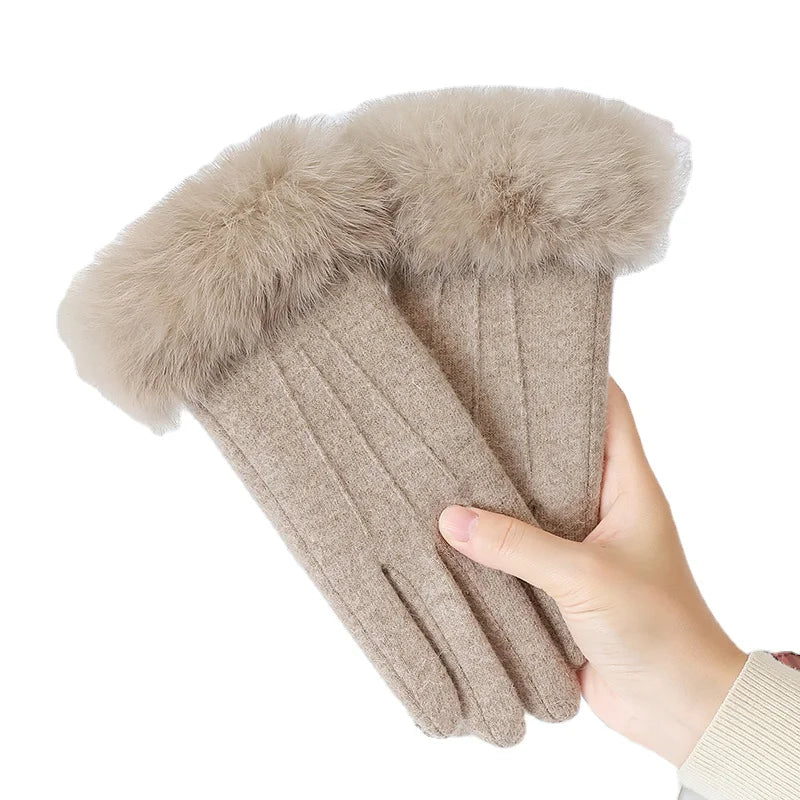 Wholesale Women Outdoor Cycling Warm Touch Screen Wool Gloves