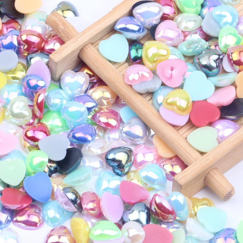 New Colorful AB Flatback Peach Heart Imitation Pearl for Nail Beauty DIY Phone Sticker Hair Clip Handmade Accessories