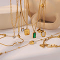 Competitive Price Waterproof Jewelry Stainless Steel 18K Gold Cubic Zircon Minimalist Necklaces & Bracelets for Women