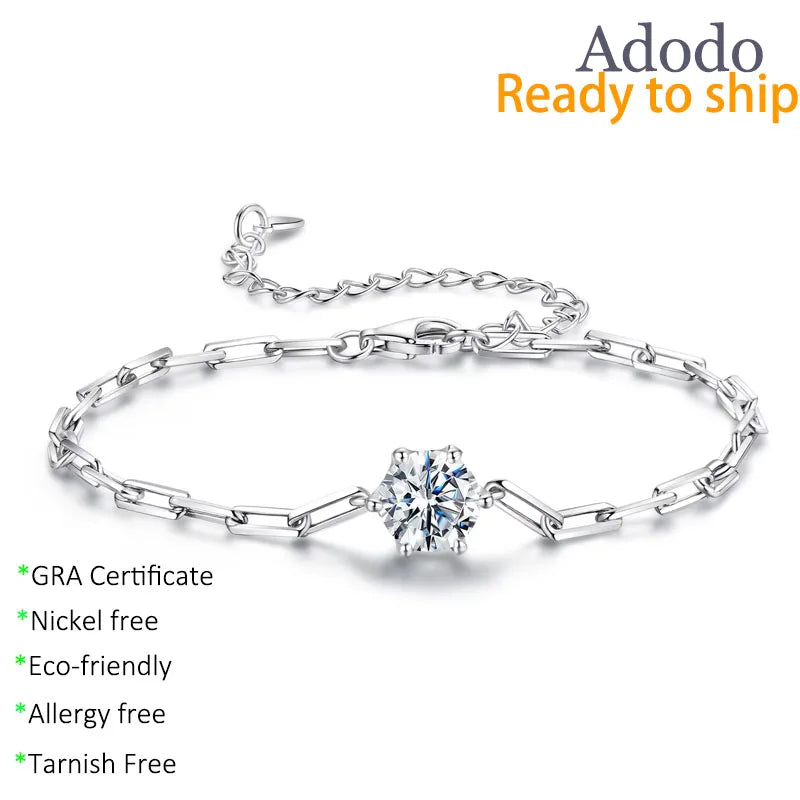 New Style Hand Painted Jewelry S925 Sterling Silver Sparkling Round Cut VVS1 GRA D Color 1carat Moissanite Bracelet for Women MegaBDM