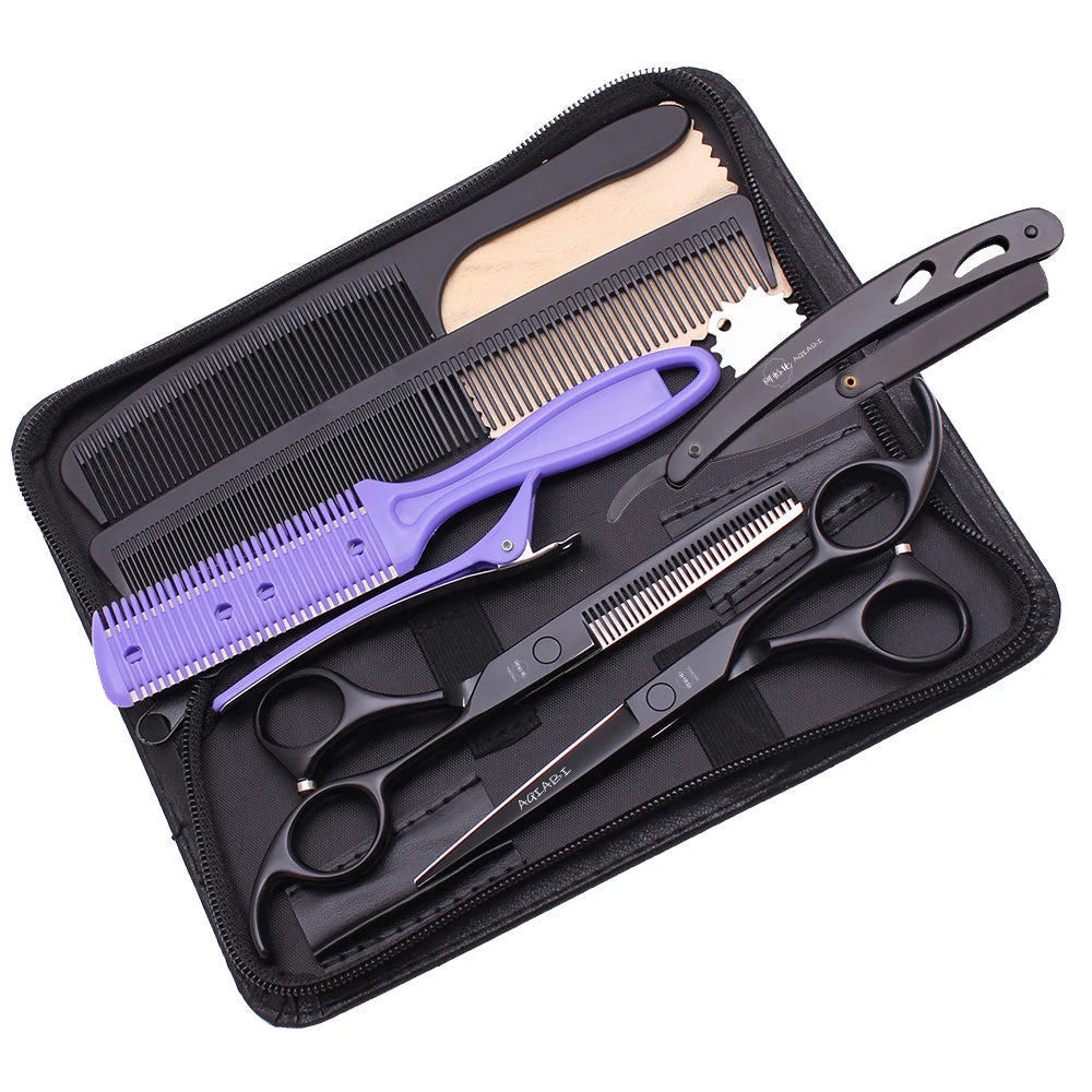 Hair Cutting Scissors AQIABI 5.5'' 6'' China 6CR Stainless Steel Right-Handed 20-30% Thinning Rate Barber Salon A1008