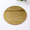 Custom Round Shape Personalize Laser Cut Wedding Invitations Bronzing Gold Mirror Acrylic Thank You Card