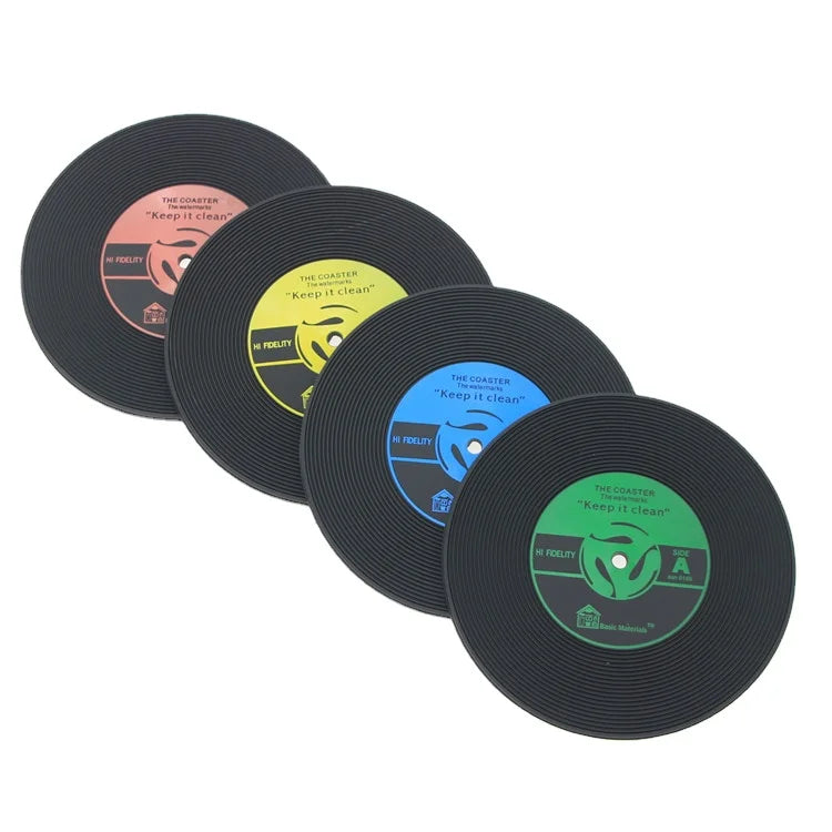 Wholesale Hot Selling Customized Printing logo Record Coasters Vinyl Cup Mat Soft Silicone Rubber PVC Coasters