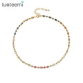 LUOTEEMI 2021 New Design Women's Luxury Multic Color CZ Chain Necklaces Brass 18K Gold Plated Jewelry Girls Tennis Chocker