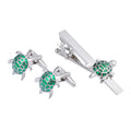 Wholesale Green Black Turtle Novelty Cufflinks Tie Clip Gift Set Custom Mens Suit Shirt Fashion Accessory Wedding Tuxedo Jewelry