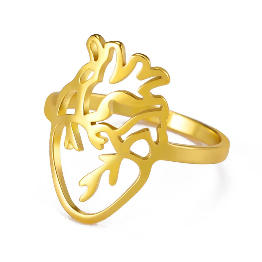 2023 Hot Selling Romantic Couple Rings Gift Jewelry Stainless Steel Ring Statement Hollow Brain Modeling Ring Gifts for Women