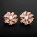 Exquisite  925 Sterling Silver Silk Ribbon Ladies Jewelry Custom Zircon 5a 18k Gold Plated Women Party Casual Studs Earrings