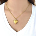 Cute Stainless Steel Heart Shape Pendant Necklace PVD Gold Plated Waterproof Neck Jewelry for Women