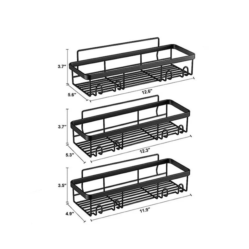 No Drilling Rust Proof Shower Caddy Basket Shelf Wall Mounted Corner Storage Organizer Rack