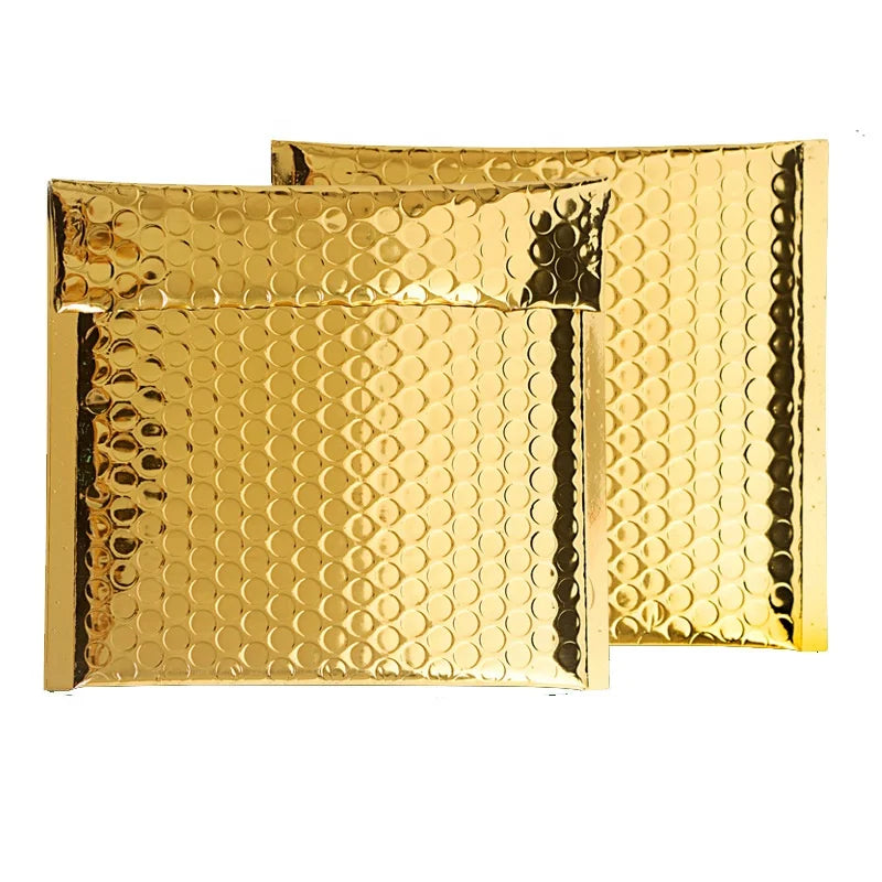 Custom Printed logo Holographic Poly Gold Bubble Mailer Padded Envelopes Shipping Packaging Courier Bag