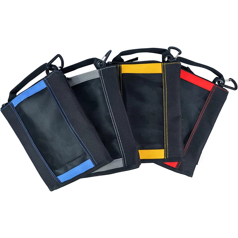 Fastener Bag Small Zip Tool Pouch Canvas Utility Zipper Tool Bag with Heavy Duty Mesh WindowCarabiner Clip (4 Pack)