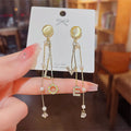Rinhoo New Fashion LOVE Letter Tassel Earrings Personalized Long Earrings Opal Pearl Earrings Silver Needle Jewelry