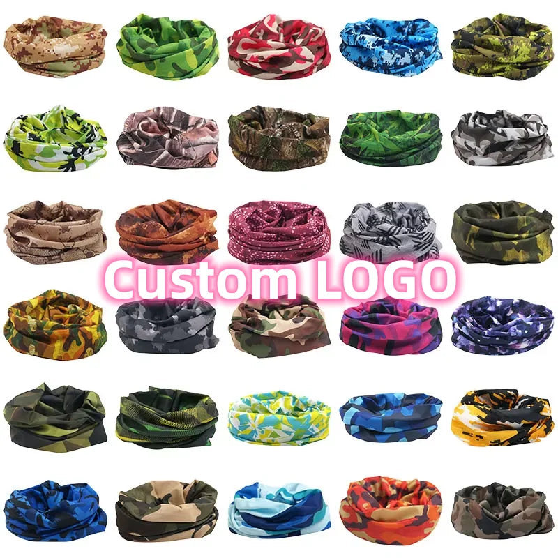 Custom Print Multifunction Summer Cycling Camo Headwrap Scarf Neck Gaiter Tube Seamless Bandanas