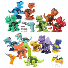 Kids Toys Dinosaur Toy: Take Apart Dinosaur Toys for Kids Learning Educational Building Construction Sets with Electric Dril