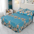 100% Polyester Modern 3-Piece Printed Bed Skirt Fitted Bed Sheet Set All-Season Customizable for Home