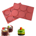 Custom Non-Stick 6-Hole round Silicone Cake Mold Food Grade for Making Chocolate Cake or Soap DIY Mold Packaged in OPP Bag