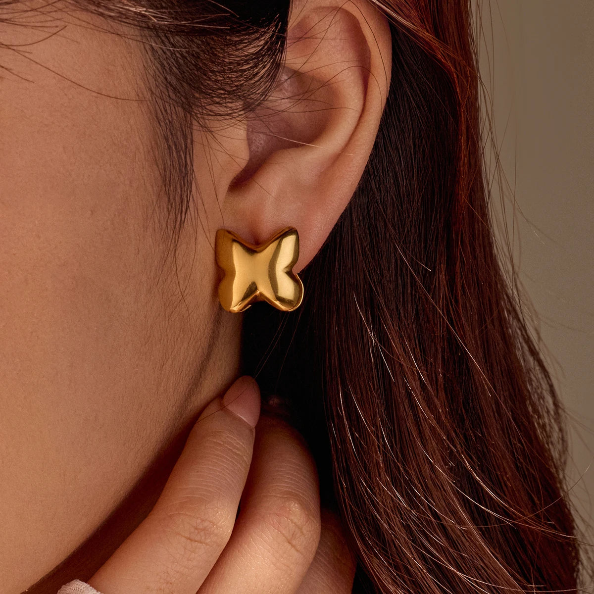 Double Face Butterfly Jewelry Women Stainless Steel Jewelry Butterfly Earrings for Women Clip Earrings