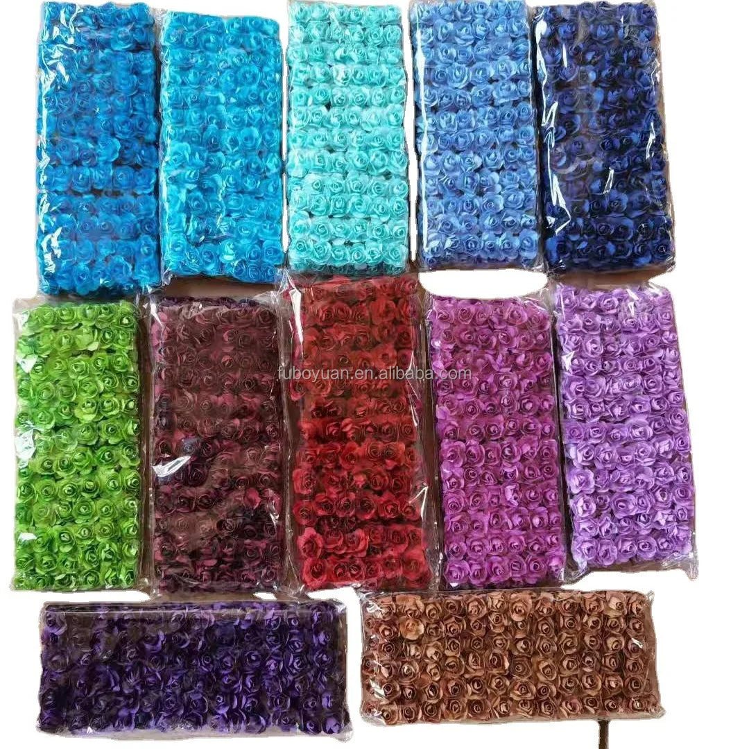 S039 Artificial Hand Made Flower Paper Decoration Flowers Small Fake Flowers Handmade 144 Pcs Tiny Rose for Wholesale
