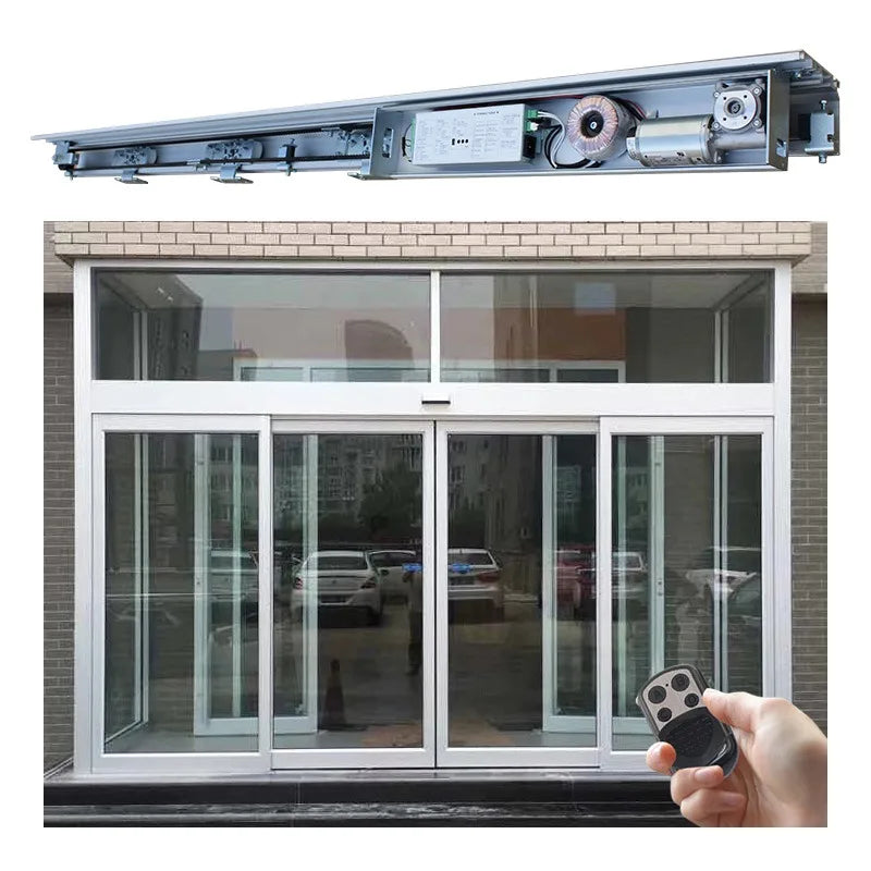 Automatic Sliding Door Operator Commercial Entrance System Dunker Motor Aluminium Electric Double Door Opener 120KG