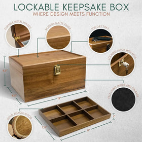 2026 Wood Storage Box Wooden Keepsake Box Customizable Design With Adjustable Tray and Divider