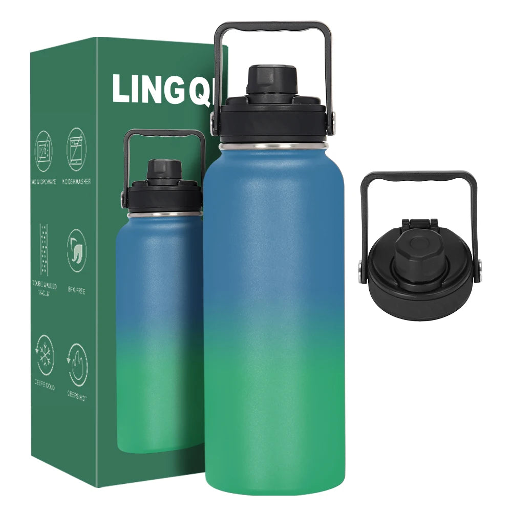 Double Wall Stainless Steel Vacuum Flask with Straw Modern Luxury Design Large Capacity Eco-Friendly Travel Thermos