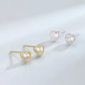 2022 New Korean Fashion Jewelry Heart Shape 925 Sterling Silver Diamond Stud Earrings