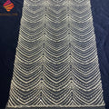Luxury White Crystal Mesh Glued Glitter Sequins Hand Print 3D Beads French Net Tulle Lace Fabric for Wedding Dress Sewing