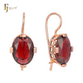 FJ Fallon Fashion Jewelry Wire Hook Solitaire Colorful Earrings Plated in Rose Gold Brass Based