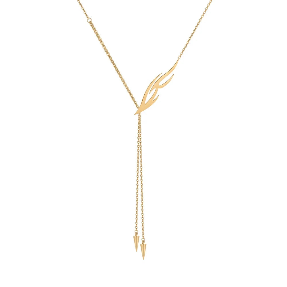 Original Design 18K Gold Plated Stainless Steel Jewelry New in Flame Cone Pendant Necklace for Women Punk Necklaces P223336