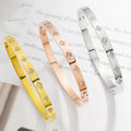 Meetyoo Wholesale 18K Gold Plated Stainless Steel Diamond Zircon Cuff Buckle Bracelet Waterproof Fashion Jewelry for Women