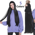 SARLA Vendors 28 Inch Natural Synthetic Long Straight Hair Extensions Hat Falls Beanie Wig  Hats  for Women Winter