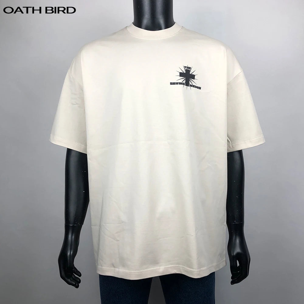 Custom Logo Streetwear Men's Mock Neck Tshirt Boxy Blank Printed TShirts 300gsm Thick Cotton Oversized Heavyweight T Shirt