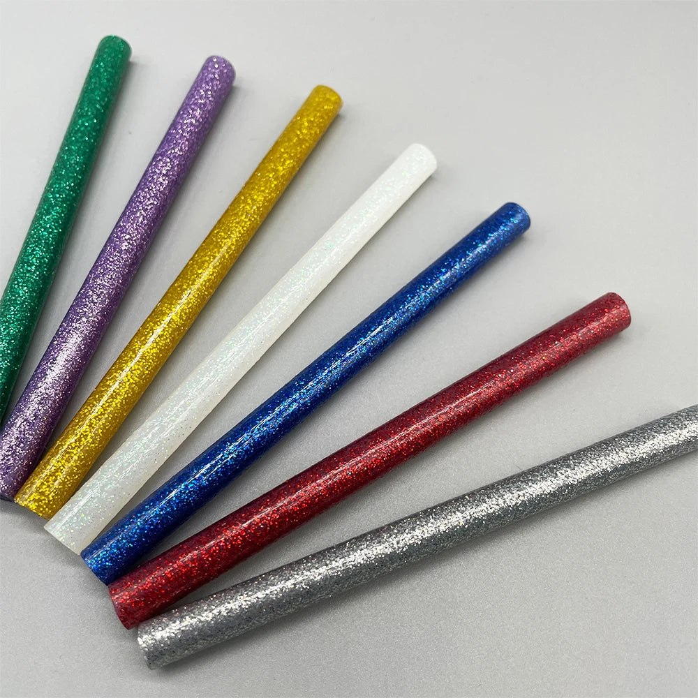 7mm Diameter Glitter Hot Melt Glue Stick for School DIY Crafts Colored Silicon Sticks for Wood Plastic Foam Ceramic Bonded