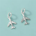 925 Sterling Silver 3D Plane Airplane Charm Pendant With Ring for Jewelry Making Finding 9.5*14mm
