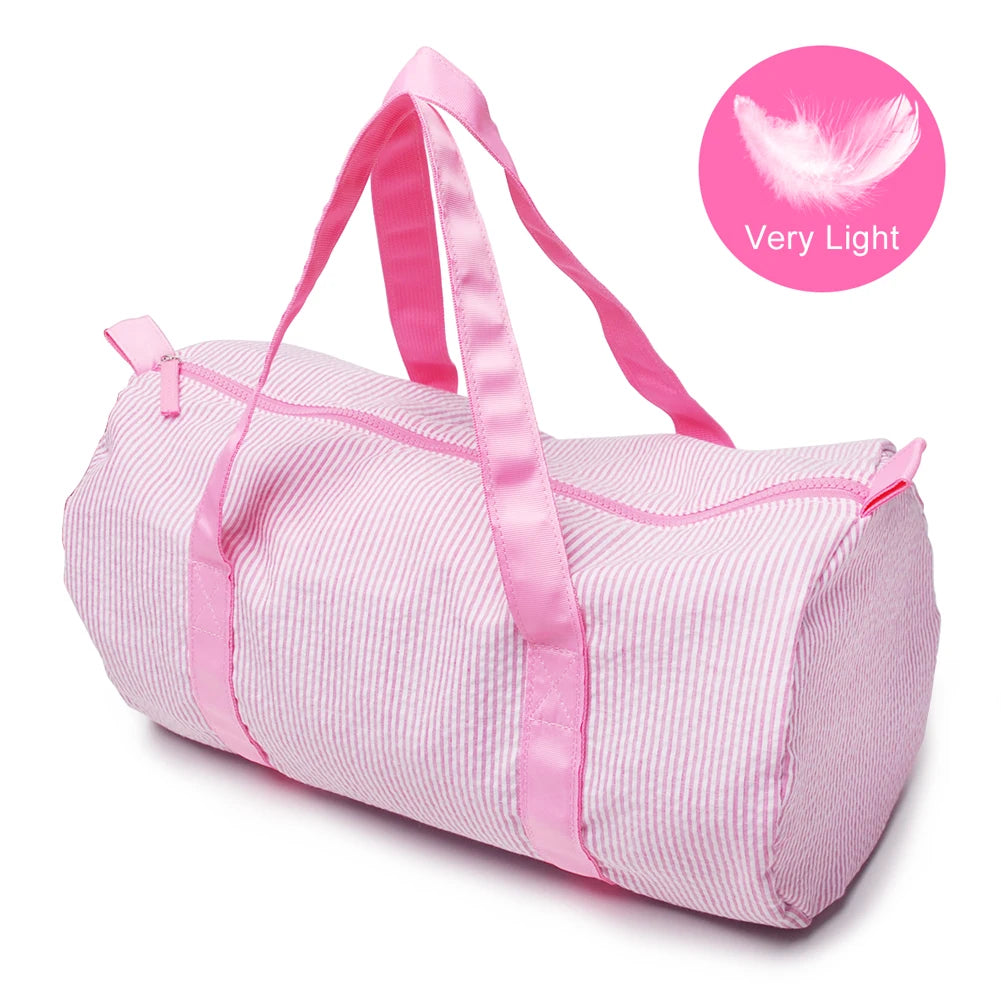 Free Shipping Kids Seersucker Duffles Carry on Lightweight Weekender Duffel Bag for Children Overnight US Warehouse DOMIL1071494