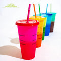 2026 Wholesale 700ml 24oz PP Pack of 5 Plastic Reusable Cup Cold Color Changing Tumbler With Customized logo