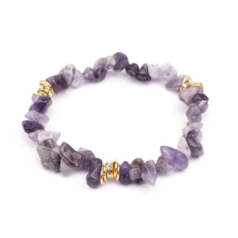 Natural Gemstone Crystal Chip Bracelets Anklet Set Healing Stretch Chips Adjustable Bangle Irregular Chips Beads Bracelet