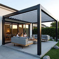 Aluminum Motorized Bioclimatic Garden Pool Shed Louvered Roof Remote Control Outdoor Kitchen Patio Garden Backyard Metal Pergola