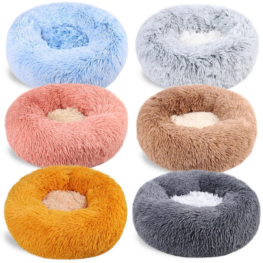Wholesale Stocked Luxury Round Plush Soft Washable Dog Pet Cat Bed