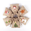 New Christmas Burlap Gift Bags Christmas Drawstring Candy Gift Bag Advent Calendar Christmas Set