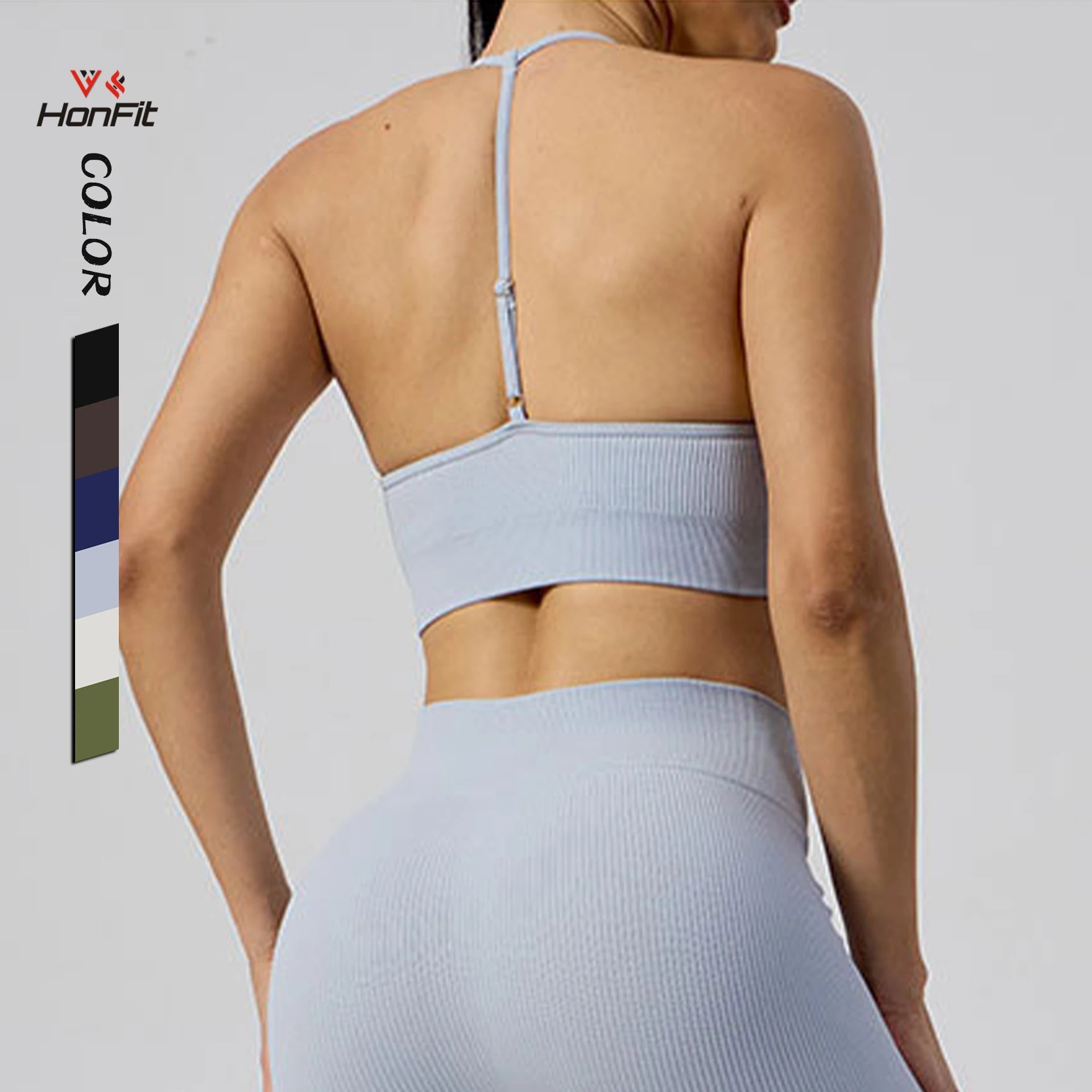 Naked Feel Y Shaped Back Sexy Yoga Bra Wholesale High Impact Padded Recycled Sports Bra Women Fitness Workout Bra