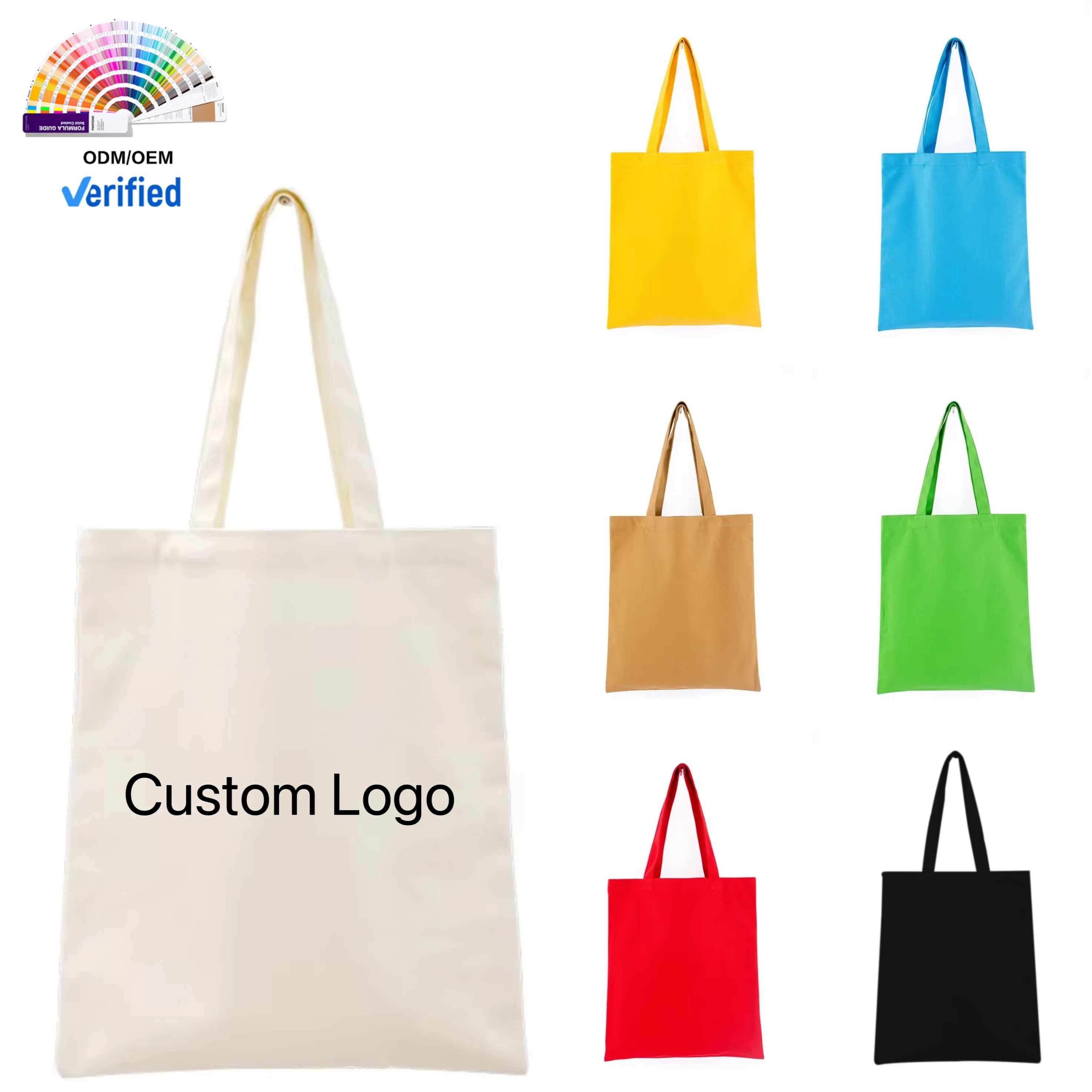 Hot Selling Eco-Friendly Cotton Canvas Tote Bag Beautiful Colorful Fashion Design Custom Logo Wholesale Cheap Reusable Blank