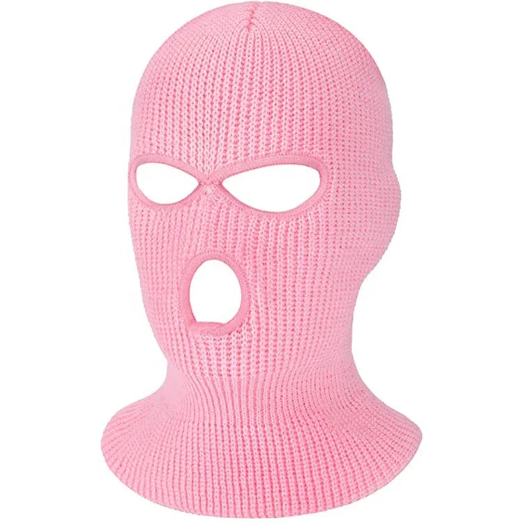 Custom logo and Wholesales Designer Knit Winter Black Three 3 Hole Full Face Acrylic Private Label Sport Ski Mask Beanie Hoodie