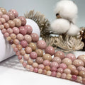 Natural Smooth Rhodonite Loose Gemstones Beads Healing Stones for Jewelry Making DIY Handmade Crafts
