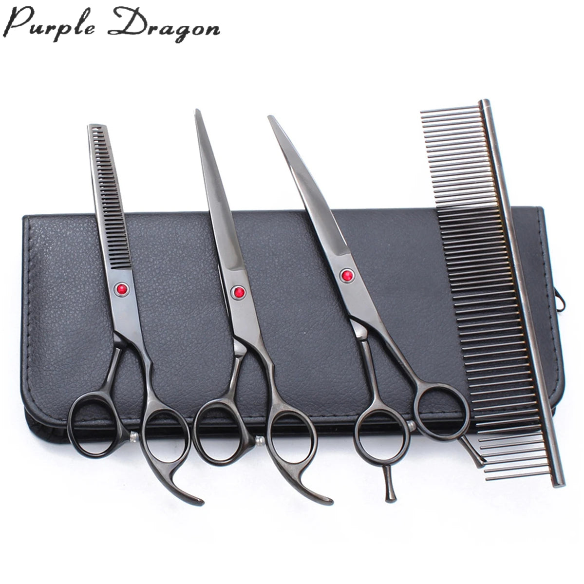 For Purple Dragon 6.5\" 7\" Pet Grooming Scissors Set Stainless Steel Dog Curved Thinning Shears with Sharp Blade Tip Z3002