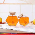 Wholesale 120ml 220ml 380ml Storage Bottle Hexagon Container Honey Glass Jar with Wooden Lid Glass Honey Jar